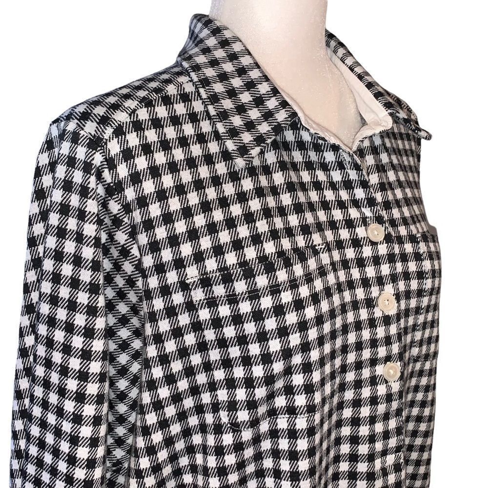 Lands’ End Black White Checked Pattern Shirtwaist… - image 2